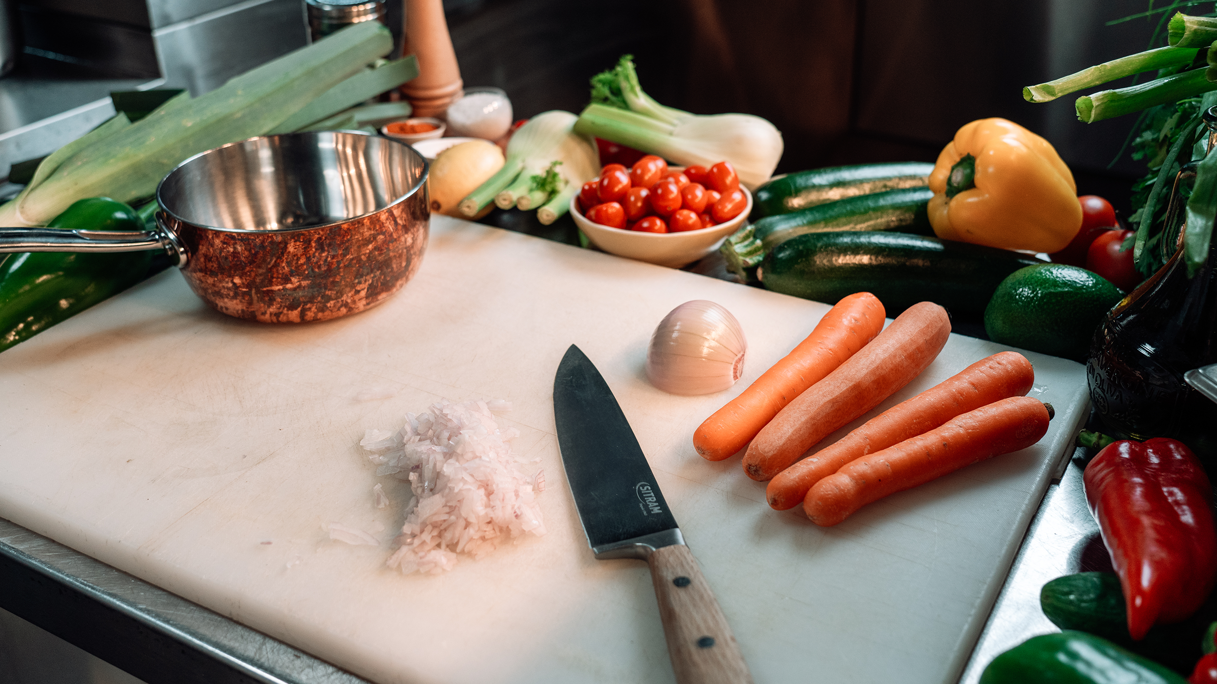 sudnsol légumes hachés couteau cuisine